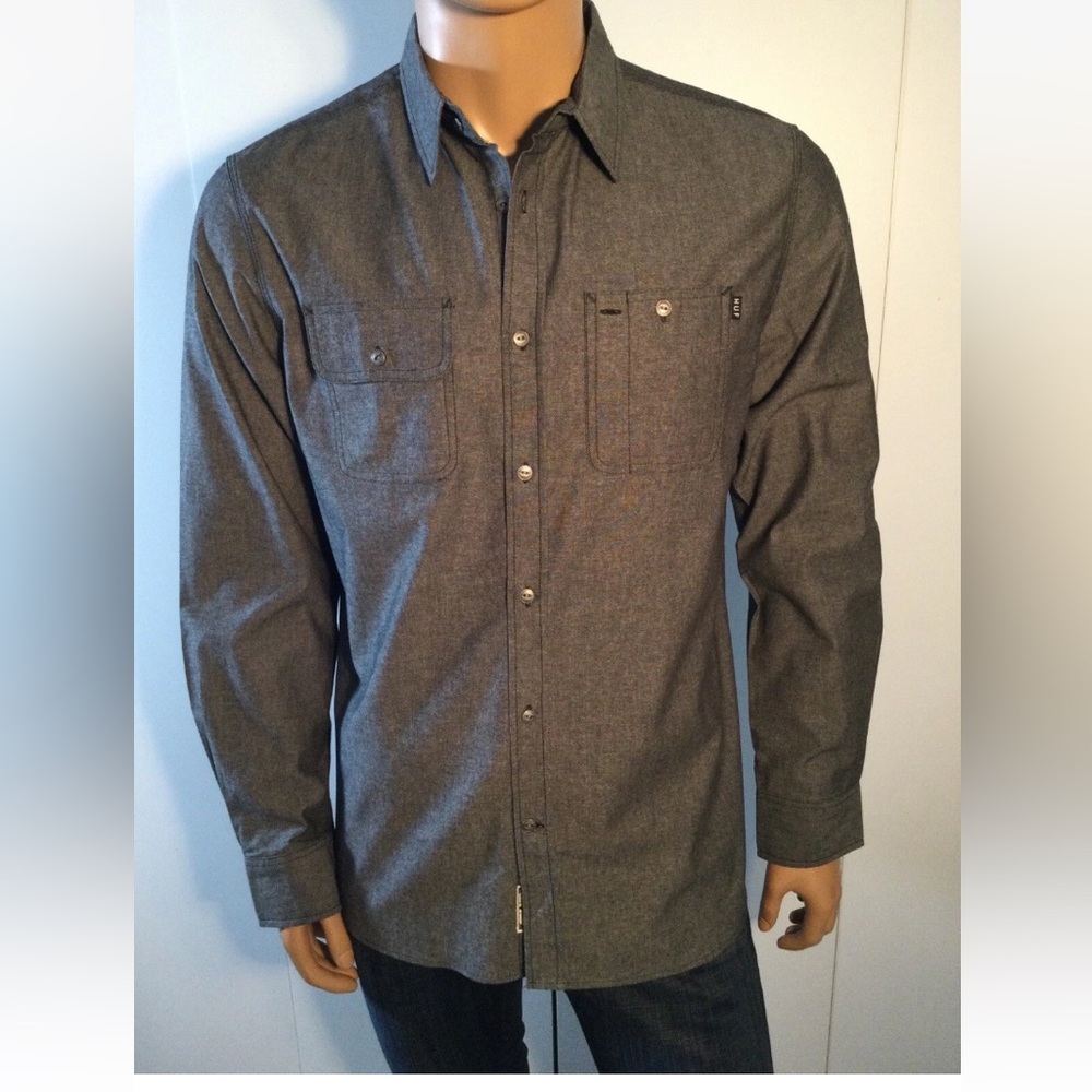 HUF Black L/S Chambray Work Shirt Size L